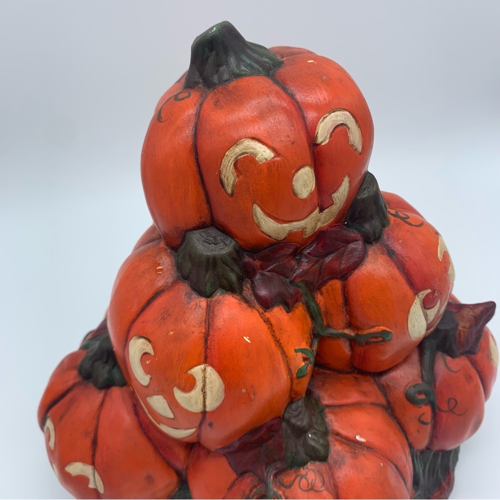 Vintage Pumpkin Jack o Lantern Hand Painted Ceramic Mold Halloween - Picture 5 of 8